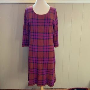 Comfy, plaid, sweater dress: rich fall colors